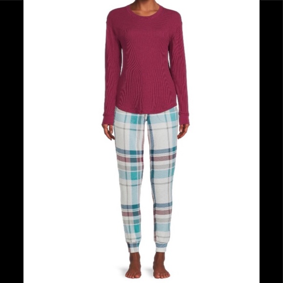 Secret Treasures Other - Secret Treasures St Hacci Jogger Plaid Teal Burgundy Gray  Soft Plus Sz 3X NWT